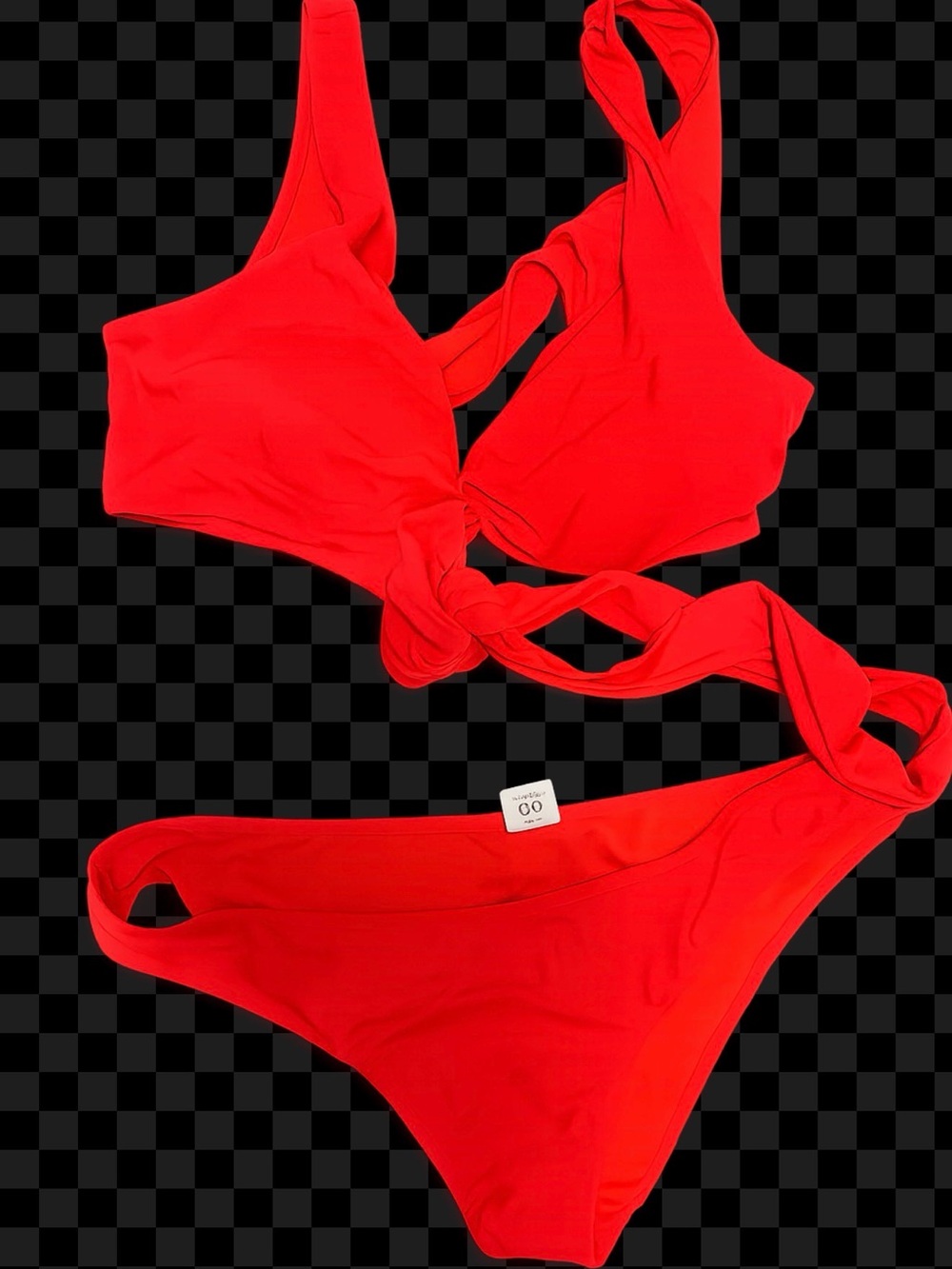 Source Unknown Red Twist-Front Bandeau Bikini Set